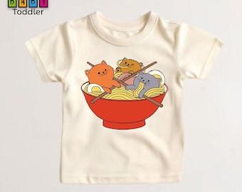 Cute Ramen Cat Toddler Shirt, Ramen Kids Shirt, Cat Eating Ramen Youth Shirt, Cat Baby Bodysuit, Gift for Cat Mom, Noodles Gifts