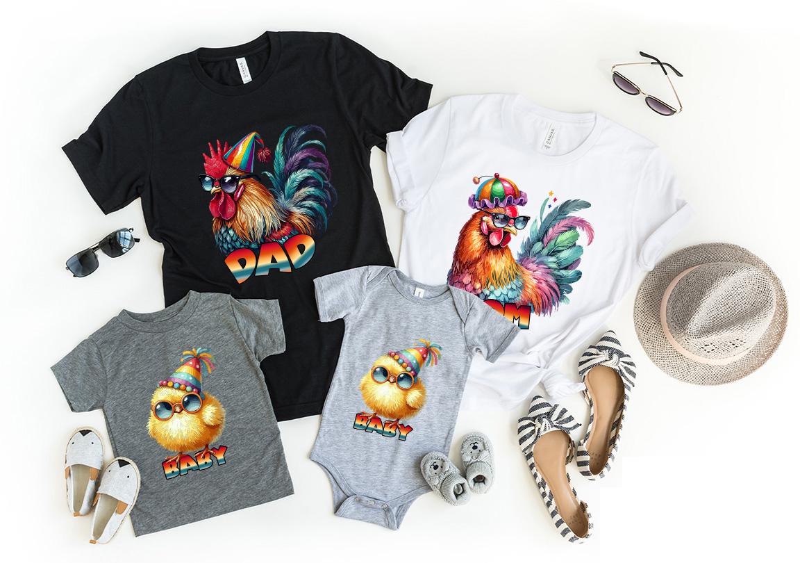 Chicken Theme First Birthday Shirts, Family Matching Chicken Birthday T-Shirt, 1st Birthday, Farm Theme Birthday, Rooster, Baby Chick Shirt