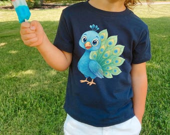 Colorful Peacock Graphic Kids Tshirt, Peacock Baby Onesie, Animals Graphic Toddler Shirt, Peacock Baby Bodysuit, Peacock Design Baby Gift