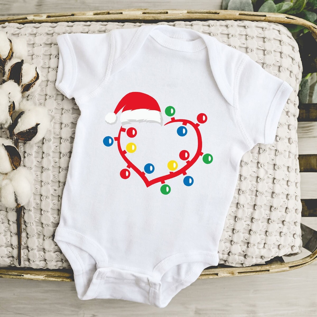 Christmas Lights Baby Onesie®, Christmas Lights Baby Bodysuit, Santa