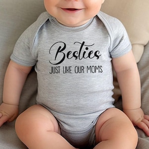 Besties Just Like Our Mamas Baby Onesie®, Best Friend Outfits, BFF Onesies®, Best Friends Personalized Bodysuit, Newborn Gift, Baby Shower