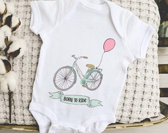 Born To Ride Bike Funny Baby Onesie®, Bicycle Baby Onesie®, Bicycle Baby Gift, Biking Baby Clothes, Gender Neutral Baby Shirt