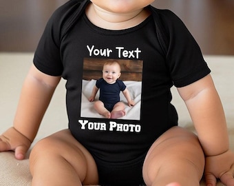 Custom Photo Baby Bodysuit, Your Photo Here Baby Onesie®, Custom Text Baby Bodysuit, Custom Birthday Gift, Personalized Baby Gift