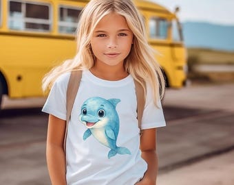 Ocean Animal Baby Bodysuit, Smiling Dolphin Baby Onesie, Sea Dolphin Kids Shirt, Youth Sea Life Kids Clothing, Cute Dolphin Toddler Shirt