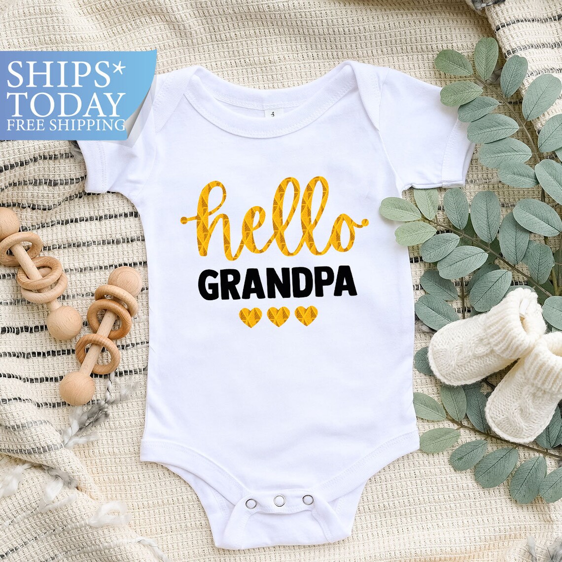 Hello Grandpa Onesies® Grandpa Baby Onesie® Hi Grandpa Etsy