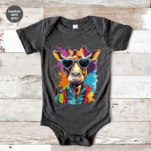 Cool Giraffe Baby Bodysuit, Cool Safari Animal Shirt for Baby Boys, Colorful Giraffe Shirt for Girl, Funny Zoo Outfit, Trendy Toddler Tee