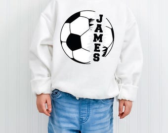 Personalized Cute Soccer Sweatshirt for Toddler and Baby, Custom Name Youth Soccer Sweatshirt, Custom Name Athletic Baby Longsleeve