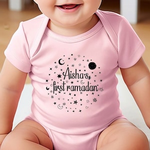 Custom First Ramadan Bodysuit, Customized Muslim Onesie®, Personalized Eid Baby Onesie®, Eid Mubarak Kids Shirts, Islamic Newborn Clothes