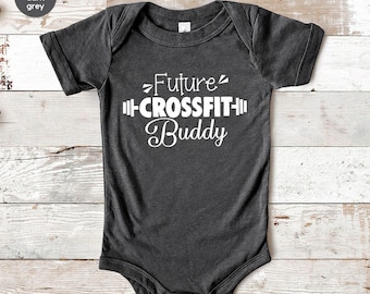 Future Crossfit Buddy Baby Tees, Cute Fitness Tee, Workout Baby Tee, New Baby Gifts, Crossfit Baby, Gym Fitness Baby Clothes