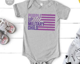 Purple Up Military Child Onesie®, Month Of The Military Child Youth Shirt, Military Kids Toddler Shirts, Military Child Awareness Bodysuit