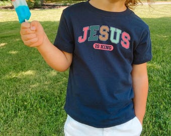 Jesus Is King Christian Kids Shirt, Bible School Toddler Tee, Christian Youth Tshirt, Jesus Shirts for Kids, Religious Toddler Shirts