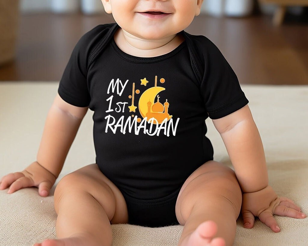 My First Ramadan Baby Bodysuit, Eid Mubarak Baby Onesie®, Muslim Baby Onesie®, Islamic Newborn Clothes, Cute Eid Mubarak Kids Shirts