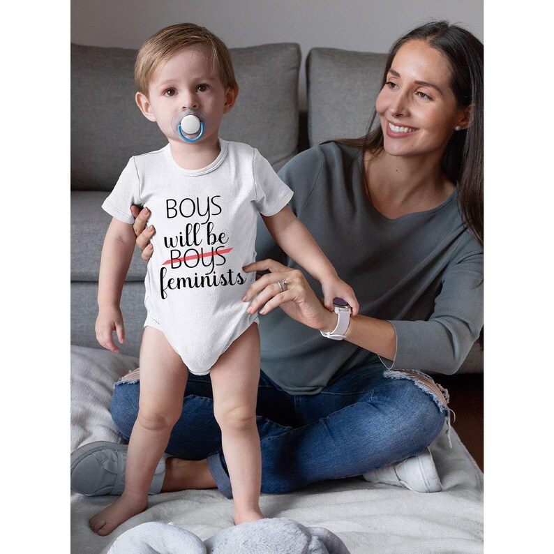 Boys Will Be Feminists Baby Onesie®, Cute Activism Bodysuit, Equality Baby Onesie®, Cute Baby Onesie®, Baby Gift, Baby Shower Gift zdjęcie 4