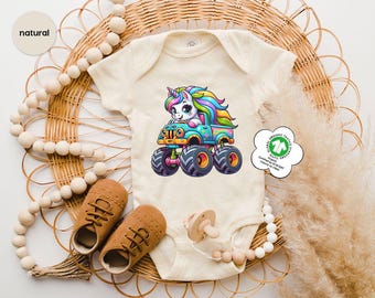Unicorn Monster Truck Kids Shirt, Fantasy Adventure Toddler Apparel, Kawaii Rainbow Unicorn Youth Graphic Tee, Whimsical Birthday Gift