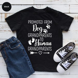 Promoted From Dog Grandparents To Human Grandparents Baby Onesie®, Bodysuit Baby Reveal to Grandparents Pregnancy Announcement New Baby