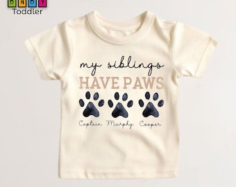 Sibling Dog Kids Shirts, Paws Onesie®, Personalized Dog Toddler T Shirt, Custom Dog Name Baby Onesies®, Youth T-Shirt, Baby Shower Gift