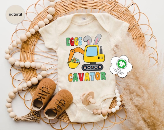 Eggs-cavator Kids Shirt, Easter Egg Hunt Apparel Baby Bodysuits