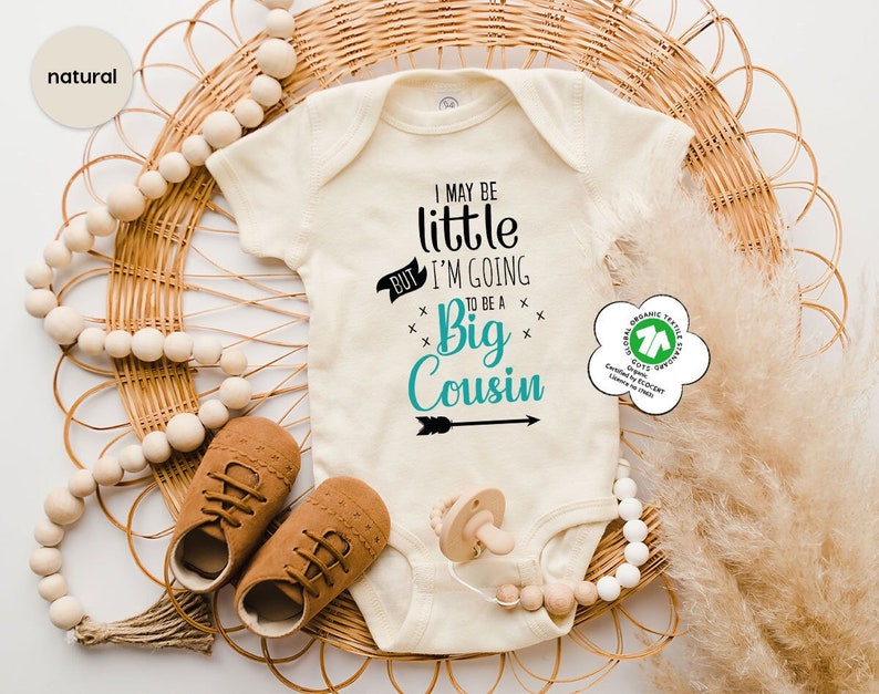 Big Cousin Onesie®, I May Be Little But I'm Going To Be A Big Cousin Onesies®, Cute Baby Onesies®, Reveal Onesie®, New Cousin Baby Bodysuit image 1