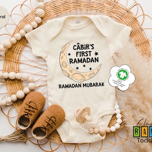 Custom First Ramadan Baby Onesie®, Ramadan Mubarak Baby Bodysuit, Muslim Gifts, Eid Mubarak Kids Shirt, Personalized Islamic Newborn Onesie®