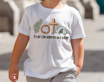 Easter Baby Onesie®, Christian Toddler T-Shirt, He is Risen Kids Shirt, Easter Gift, Jesus Youth Outfit, A Lot Can Happen in 7 Days Bodysuit