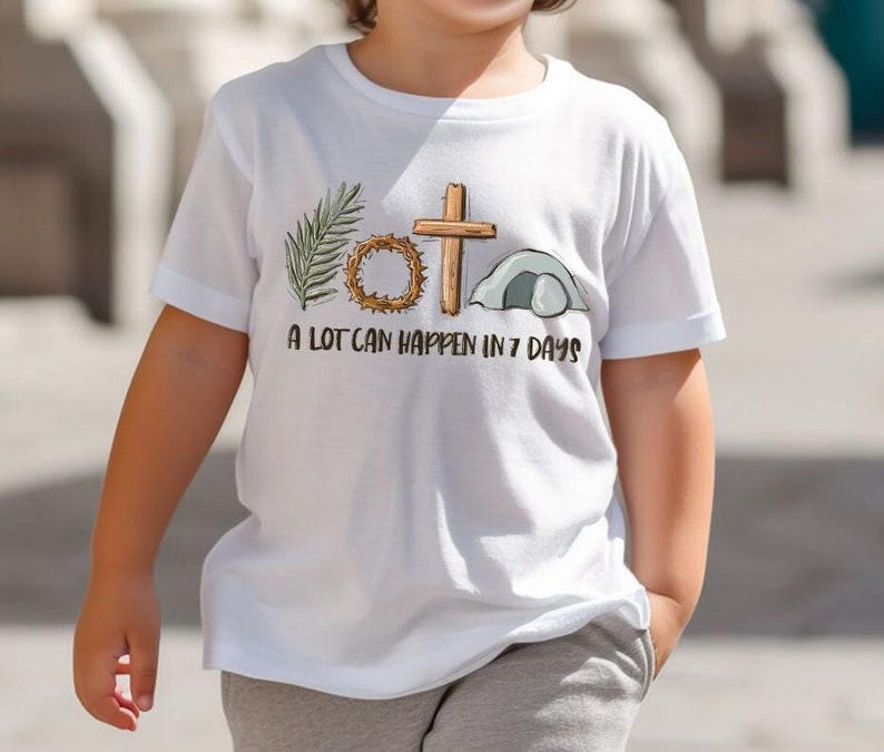 Easter Baby Onesie®, Christian Toddler T-Shirt, He is Risen Kids Shirt, Easter Gift, Jesus Youth Outfit, A Lot Can Happen in 7 Days Bodysuit image 1