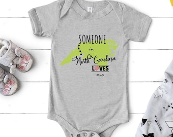 Someone In North Carolina Loves Me Kids Shirt, North Carolina Kids Shirt, Loved Toddler Shirt, Long Distance Kids Gift, State Baseball Tee