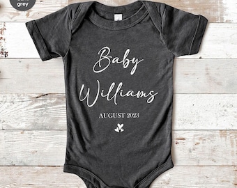 Custom Announcement Baby Onesie®, Personalized Bodysuit, Baby Bodysuit, Pregnancy Reveal Gift, Coming Soon Onesie®, Announcement Onesie®
