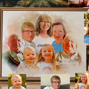 Memorial Christmas Portrait: Add Deceased Loved One, Custom Family Canvas