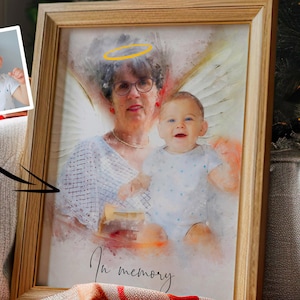 Christmas Gift for Parents – Custom Watercolor Family Portrait, Add Deceased Loved One, Merge Photos, Memorial Picture, Personalized Art
