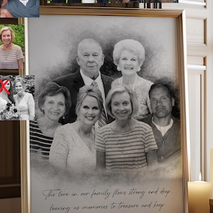 Loved One Passed Away Portrait – Custom Family Montage, Photo Merge Painting, Add Deceased to Picture, Memorial Gift
