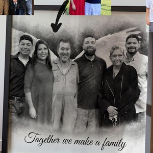 Custom Family Portrait Canvas: Merge Photos, Black & White Sketch