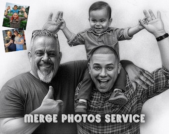 Unione di foto commemorative: ritratto di famiglia personalizzato, aggiunta di una persona cara (file digitale)