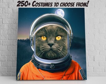 Benutzerdefinierte Haustier Porträt - Astronaut Hund oder Katze Kunst, lustiges Geschenk