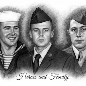 Retrato conmemorativo: agregue a su ser querido fallecido a la foto, dibujo familiar personalizado (archivo digital disponible) imagen 3