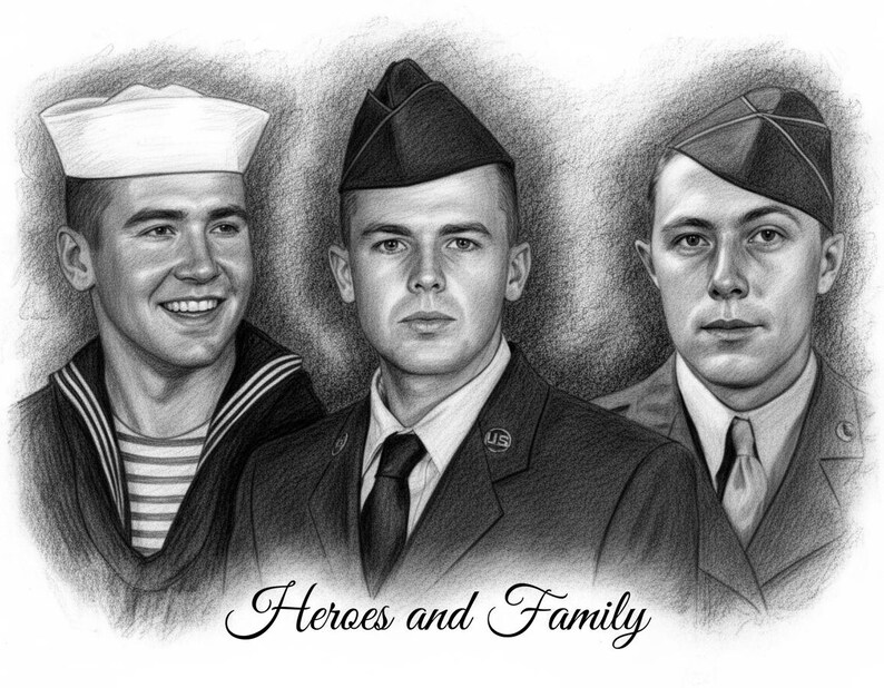 Retrato conmemorativo: agregue a su ser querido fallecido a la foto, dibujo familiar personalizado (archivo digital disponible) imagen 3