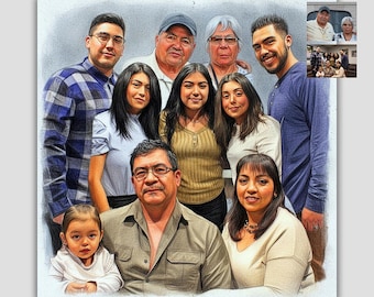 Ritratto fotografico di famiglia personalizzato: aggiungi una persona cara defunta, regalo commemorativo