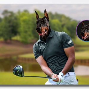 Custom Pet Golf Portrait: Funny Dog Lover Gift