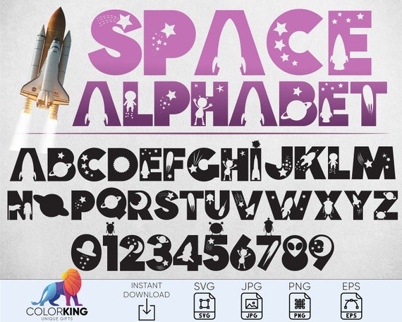 Space Letters SVG Kids Space Alphabet &amp; Numbers Decor for | Etsy