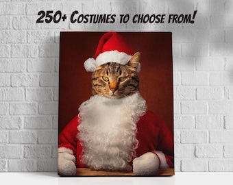 Christmas pet portrait, Funny pet portrait, Holiday pet portrait, Santa pet, Pet lover gift, Dog or cat lover gift, Funny Christmas gift