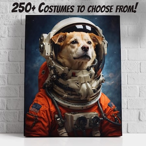 Astronaut Cat Portrait: Custom Pet Art, Funny Dog Gift