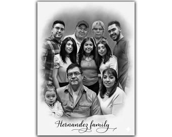 Ritratto commemorativo: aggiungi la persona cara defunta alla foto, disegno di famiglia personalizzato (file digitale disponibile)