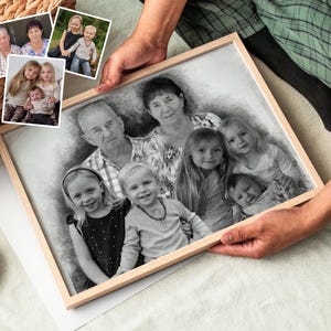 Christmas Gift for Grandparents | Realistic Family Portrait | Add Deceased to Photo | Black and White or Color | Custom Memorial Art