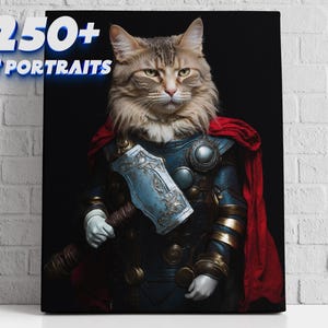 Retrato de animal de estimação super-herói - Retrato de animal de estimação engraçado personalizado, Arte de super-herói animal, Impressão em tela para animais de estimação, Presente para amantes de animais de estimação, Presente de Natal para donos de cães e gatos