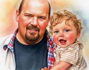 Ritratto di famiglia ad acquerello, aggiungi la persona cara defunta alla foto, unione di foto personalizzate