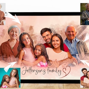 Custom Family Portrait Painting: Merge Photos, Add Deceased Loved One