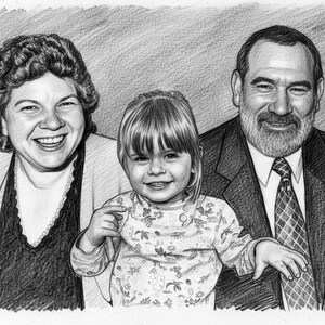 Retrato conmemorativo: agregue a su ser querido fallecido a la foto, dibujo familiar personalizado (archivo digital disponible) imagen 7