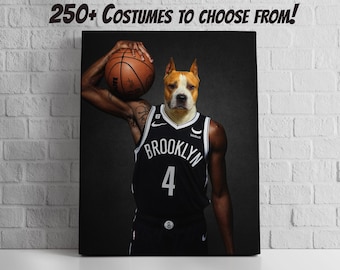 Ritratto personalizzato di un cane da basket: divertente regalo per gli amanti dei cani (file digitale disponibile)