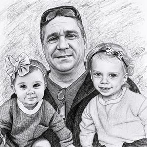 Retrato conmemorativo: agregue a su ser querido fallecido a la foto, dibujo familiar personalizado (archivo digital disponible) imagen 6