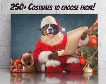 Personalisiertes Haustier Portrait – Weihnachtsmann Portrait (Digital oder Leinwand)