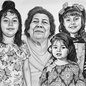 Retrato conmemorativo: agregue a su ser querido fallecido a la foto, dibujo familiar personalizado (archivo digital disponible) imagen 5